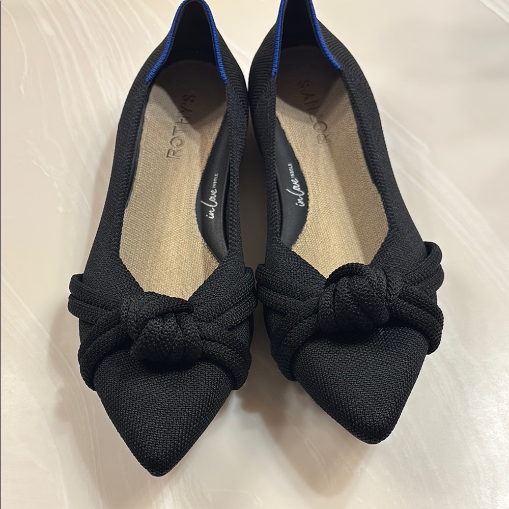 Black Women's Flats with Knot Detail